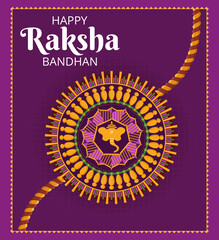 Happy Raksha Bandhan Hindu Festival Poster celebrating brother sister relationship. Greeting card Color rakhi design banner vector illustration. Social media post promotion advertising website graphic