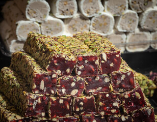 Dessert Turkish delight close up