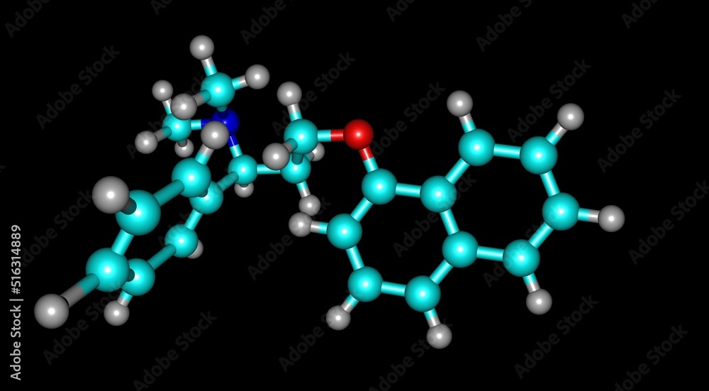 Poster Dapoxetine molecular structure isolated on black