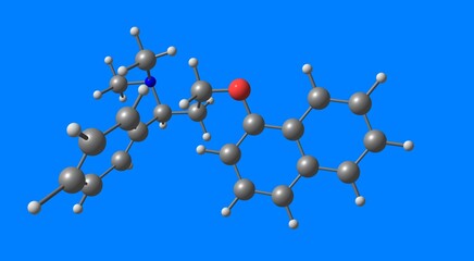 Dapoxetine molecular structure isolated on blue