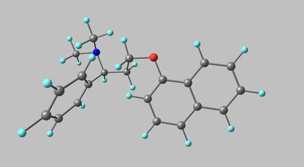 Dapoxetine molecular structure isolated on grey