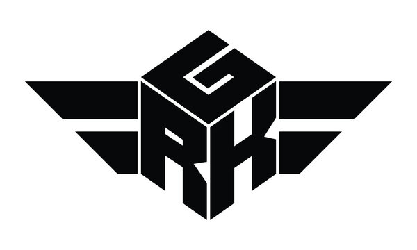 GRK three letter gaming logo in polygon cube shape logo design vector template. wordmark logo | emblem logo | monogram logo | initial letter logo | sports logo | minimalist logo | typography logo |