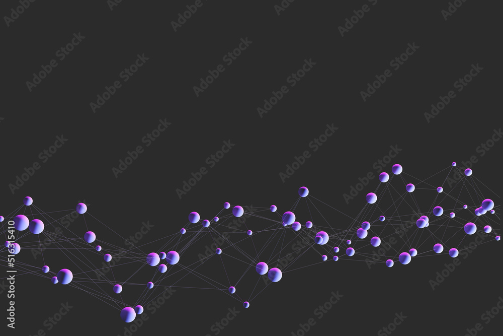 Poster scientific direction. abstract background. modern scientific pattern. balls are connected by threads