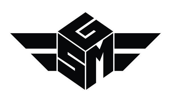 GSM three letter gaming logo in polygon cube shape logo design vector template. wordmark logo | emblem logo | monogram logo | initial letter logo | sports logo | minimalist logo | typography logo |
