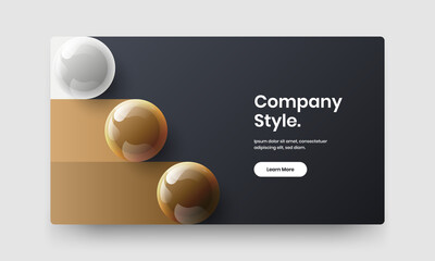 Trendy book cover vector design illustration. Simple 3D balls site screen concept.