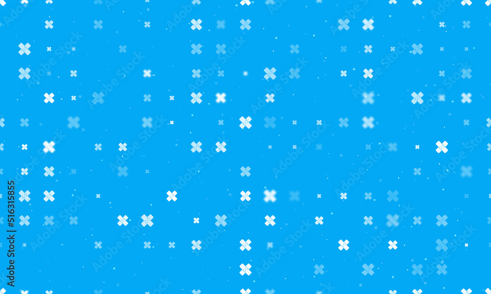 Poster seamless background pattern of evenly spaced white adhesive plaster symbols of different sizes and o