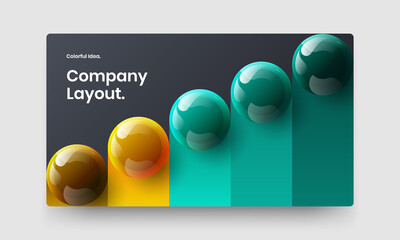 Simple flyer vector design concept. Colorful 3D spheres presentation template.