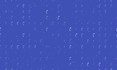 Seamless background pattern of evenly spaced white table lamp symbols of different sizes and opacity. Vector illustration on indigo background with stars