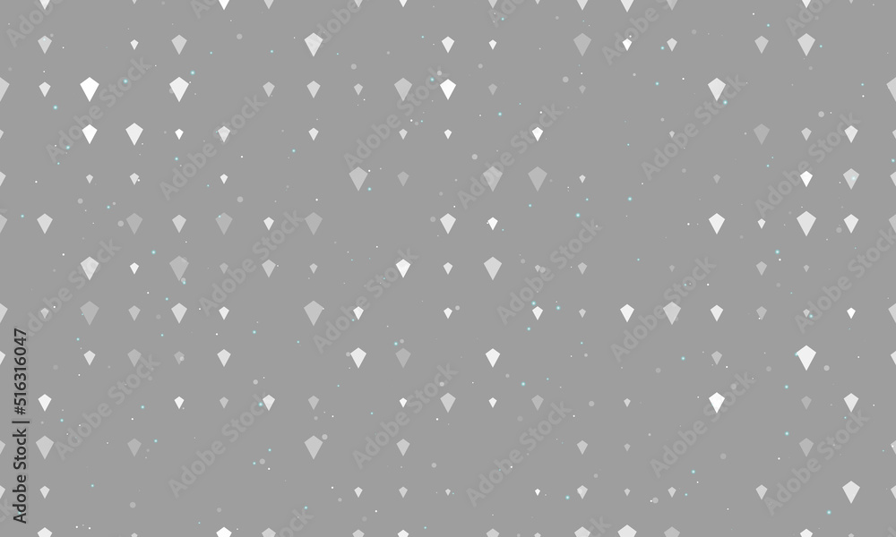 Poster seamless background pattern of evenly spaced white kite symbols of different sizes and opacity. vect