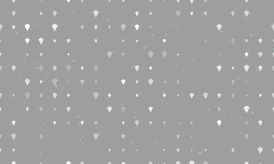 Seamless background pattern of evenly spaced white kite symbols of different sizes and opacity. Vector illustration on gray background with stars