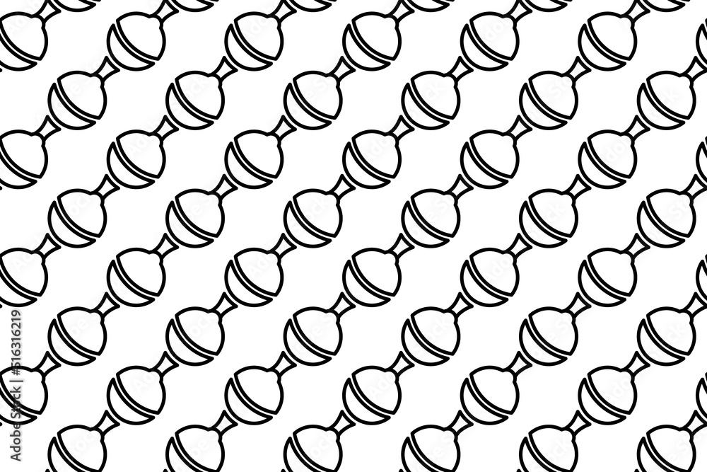 Poster seamless pattern completely filled with outlines of baby rattle symbols. elements are evenly spaced.