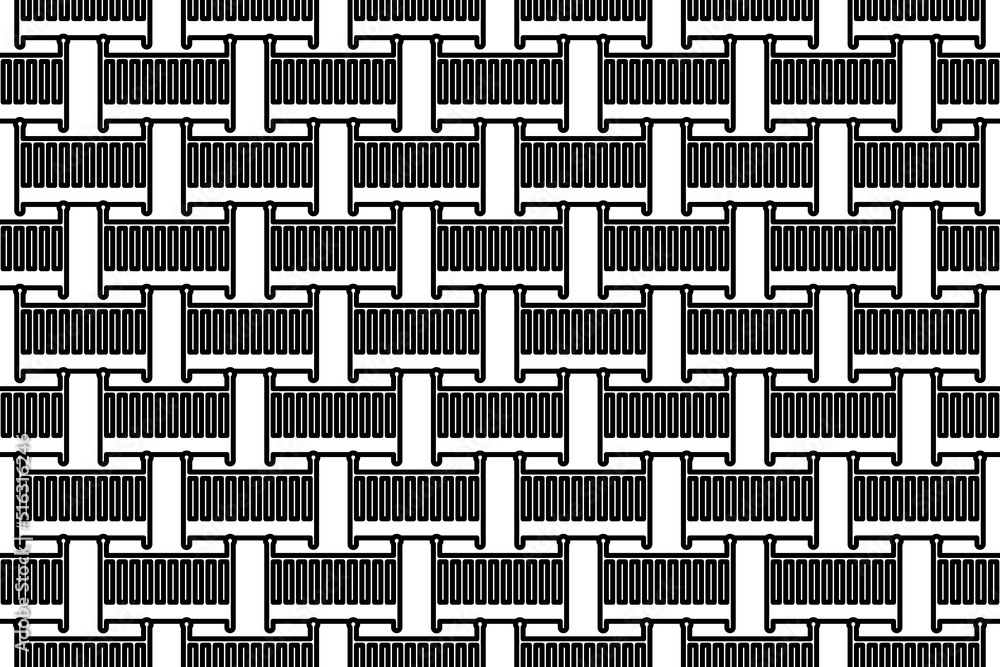 Poster seamless pattern completely filled with outlines of baby cot symbols. elements are evenly spaced. ve