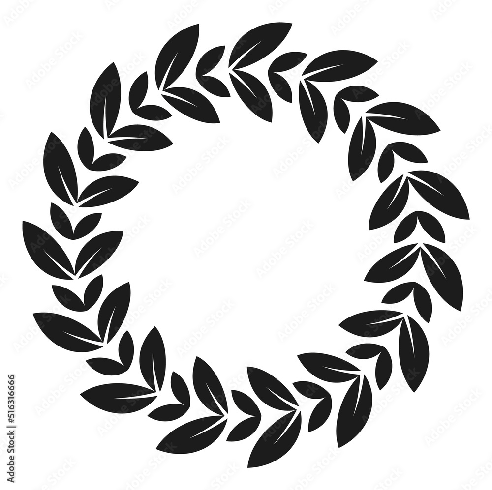 Wall mural Round laurel foliage frame. Retro badge template