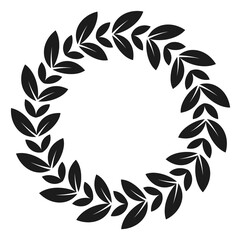 Round laurel foliage frame. Retro badge template