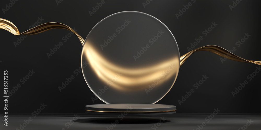 Aufkleber 3d rendering abstract gold platform podium product presentation backdrop