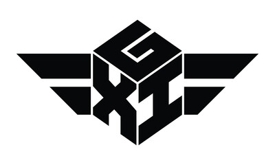 GXI three letter gaming logo in polygon cube shape logo design vector template. wordmark logo | emblem logo | monogram logo | initial letter logo | sports logo | minimalist logo | typography logo |