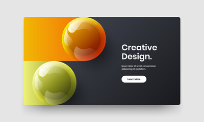 Geometric 3D balls catalog cover illustration. Abstract website design vector layout.