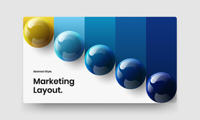 Minimalistic 3D balls company cover concept. Trendy flyer design vector template.