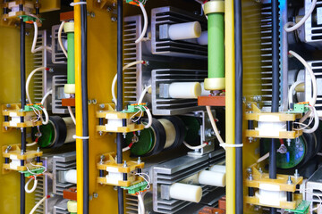 new automated system of electric power supply and distribution. Electric boxes with high-voltage...