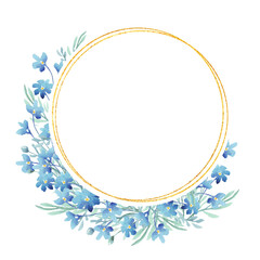 Forget-me-not frame. Watercolor clipart