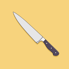 Kitchen Knife Vector Icon Illustration with Outline for Design Element, Clip Art, Web, Landing page, Sticker, Banner. Flat Cartoon Style