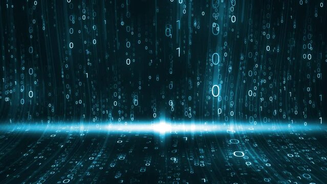 Lots of Matrix Binary Code Random Number Falling Slide on the floor Light flare Background