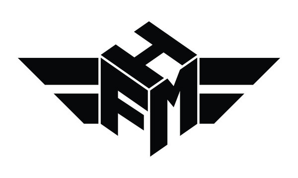 HFM three letter gaming logo in polygon cube shape logo design vector template. wordmark logo | emblem logo | monogram logo | initial letter logo | sports logo | minimalist logo | typography logo |