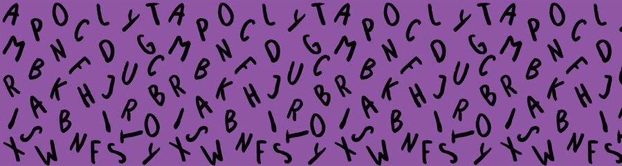 template with the image of keyboard symbols. set of letters. Surface template. fiolet purple background. Banner for insertion into site.