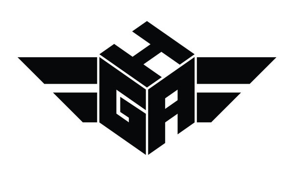 HGA three letter gaming logo in polygon cube shape logo design vector template. wordmark logo | emblem logo | monogram logo | initial letter logo | sports logo | minimalist logo | typography logo |
