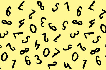 template with the image of keyboard symbols. a set of numbers. Surface template. pastel yellow background