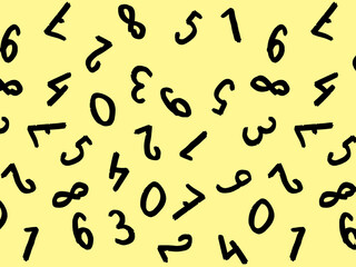 template with the image of keyboard symbols. a set of numbers. Surface template. pastel yellow background