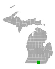 Karte von Hillsdale in Michigan