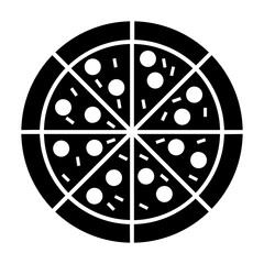 Pizza icon, full black. Suitable for content design, poster, banner, or video editing needs