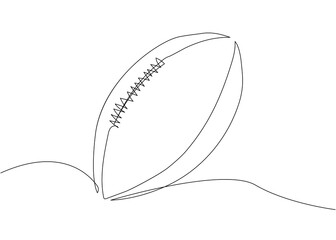 American football ball, rugby one line art. Continuous line drawing of soccer ball, sport, running, league, leather, ball sports, activity, athlete, game, training, goal, play.