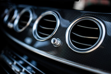 front panel in a luxury car with ventilation and climate control