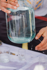 person dishes in the kitchen