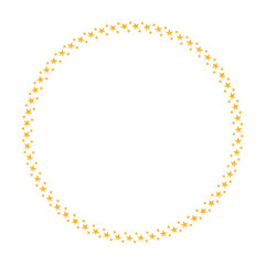 round vector frame - gold colored circle star banner  on white background	