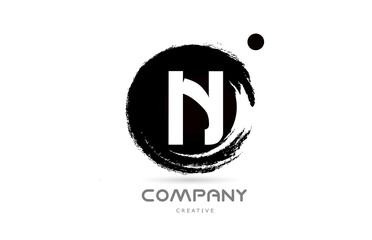 N black and white grunge alphabet letter logo icon design with japanese style lettering. Creative template for company and business