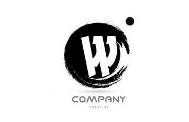 W black and white grunge alphabet letter logo icon design with japanese style lettering. Creative template for company and business