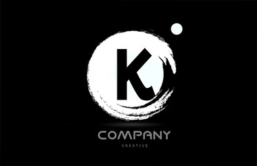 K grunge alphabet letter logo icon design with japanese style lettering in black and white. Creative template for company and business