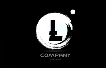 L grunge alphabet letter logo icon design with japanese style lettering in black and white. Creative template for company and business