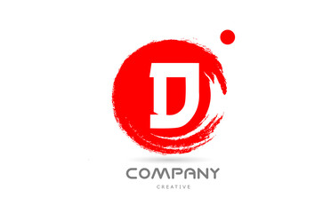 red D grunge alphabet letter logo icon design with japanese style lettering. Creative template for business and company