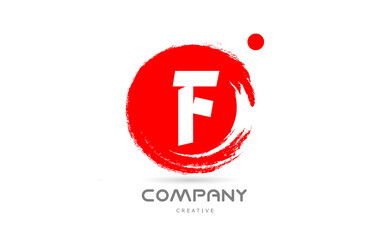 red F grunge alphabet letter logo icon design with japanese style lettering. Creative template for business and company