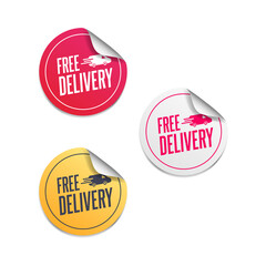 Free Delivery Sticker Set for Shopping Advertising	