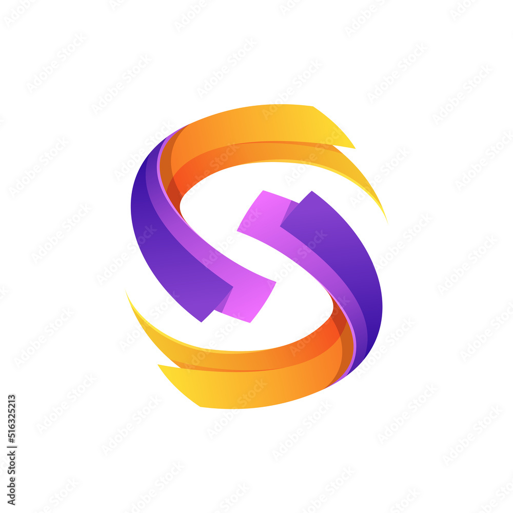 Sticker letter S logo with paper element concept