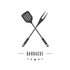 Spatula and Barbecue Fork Flat Design Vector Icon	