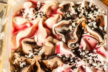 Array of different flavored colorful ice cream. An array of colorful ice cream of different flavors...