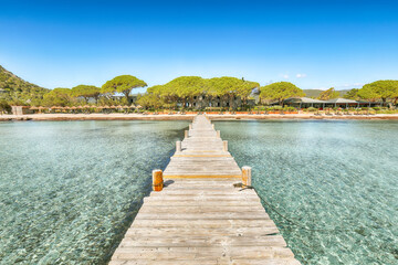 Fototapeta na wymiar Marvelous view of beach of Santa Giulia resort.