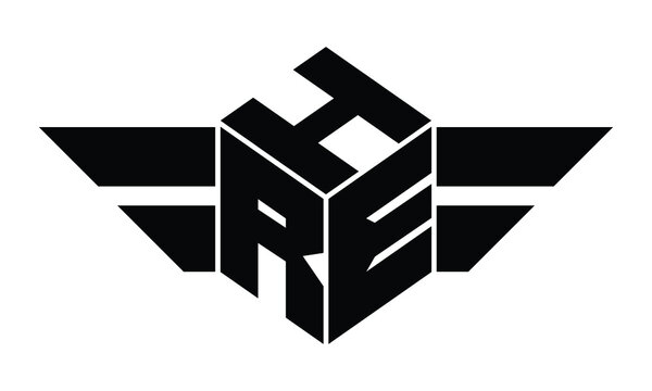 HRE three letter gaming logo in polygon cube shape logo design vector template. wordmark logo | emblem logo | monogram logo | initial letter logo | sports logo | minimalist logo | typography logo |