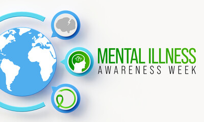 Mental illness awareness week is observed every year in October, it is a health problem that significantly affects how a person feels, thinks, behaves, and interacts with people. 3D Rendering